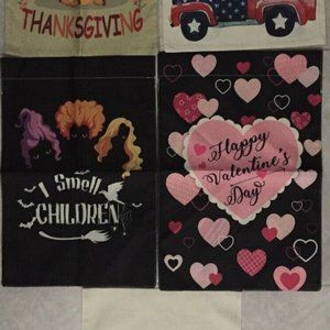 Garden Flags 5 Pack, Easter, Valentines Day, 4th July, Thanksgiving Halloween